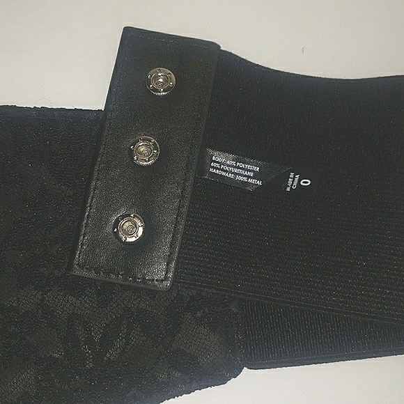 ASOS Black Floral Lace Satin Ribbon Button Closure Corset Wide Waist Belt 33" - Picture 15 of 16